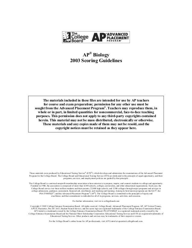 1999 ap biology essay standards
